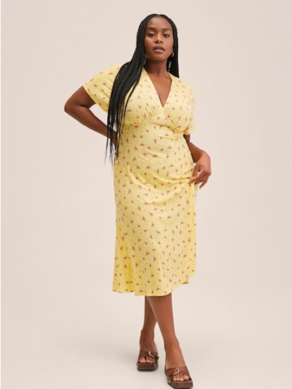 Mango Manzano Floral Print Midi Dress